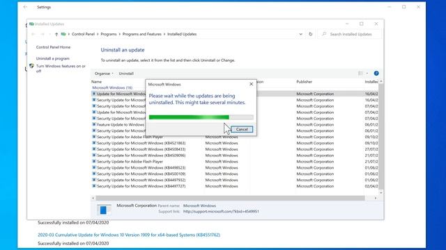 How to uninstall new Cumulative Update KB4549951 build 18363.778 on Windows 10 version 1909. смотреть онлайн