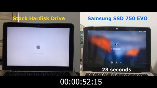 Stock HDD vs Samsung SSD 750 EVO Booting Time Comparison on Macbook Pro MD101 смотреть онлайн
