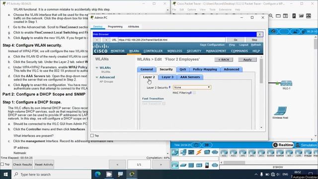 13.3.12 Packet Tracer - Configure a WPA2 Enterprise WLAN on the WLC смотреть онлайн