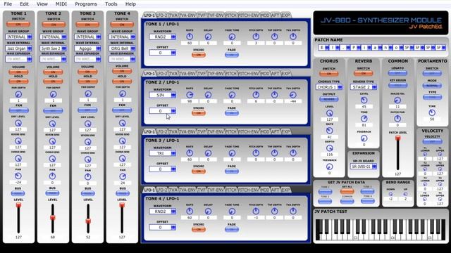 Windows Free Editor For Roland JV-880 - JV PatchEd. - New Editor!! Version 1.75.