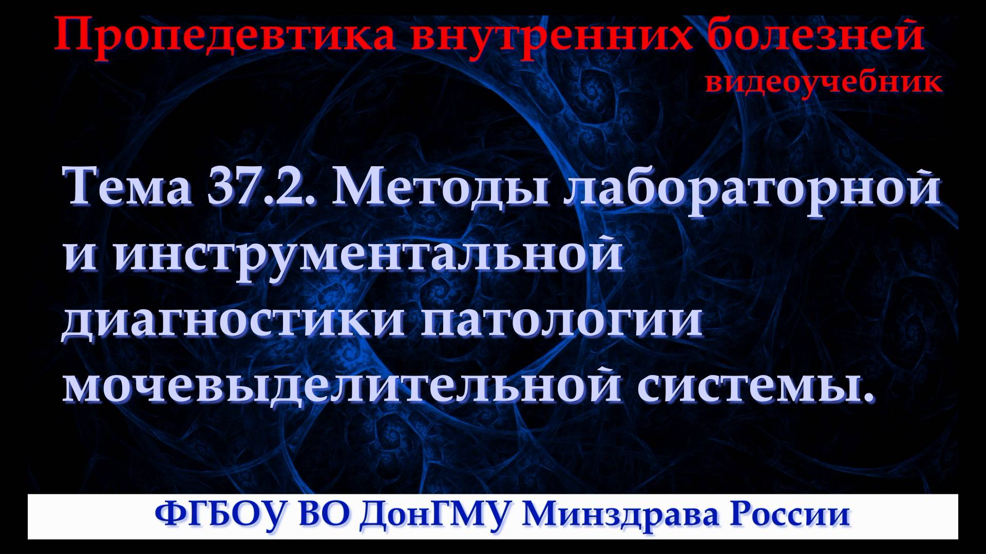 Тема 37.2. Методы лабораторной и инструментальной диагностики патологии мочевыделительной системы. смотреть онлайн