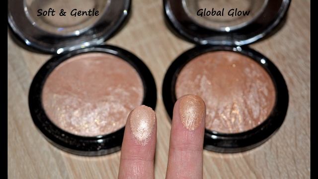 MAC Mineralize Skinfinish Highlighter Soft & Gentle VS Global Glow: Swatches
