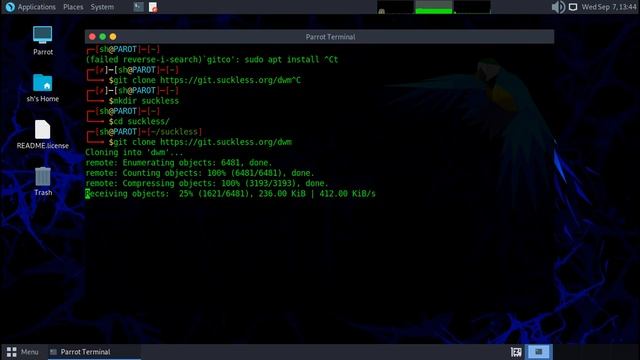 Parrot Linux DWM The Suckless Dynamic Window Manager. смотреть онлайн
