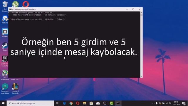 Windows 10 Aynı Ağdaki Bilgisayara CMD'den Mesaj Gönderme смотреть онлайн