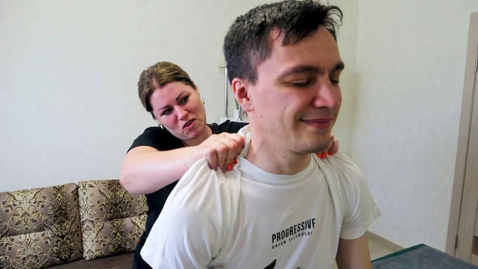 ASMR Super Strong Back And Head Massage With Stretching