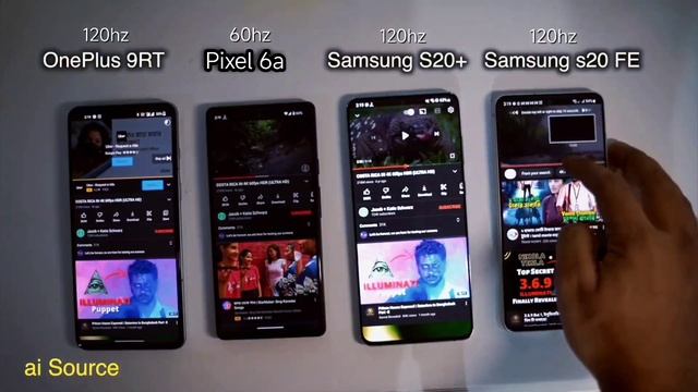 Display And Refresh rate Check | ONEPLUS 9RT vs PIXEL 6A vs S20 PLUS vs S21 FE смотреть онлайн