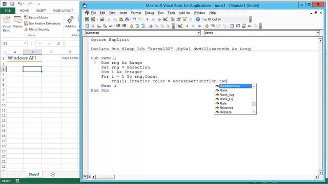 สอน Excel VBA: การเรียกใช้งาน Sleep function ของ Windows API смотреть онлайн