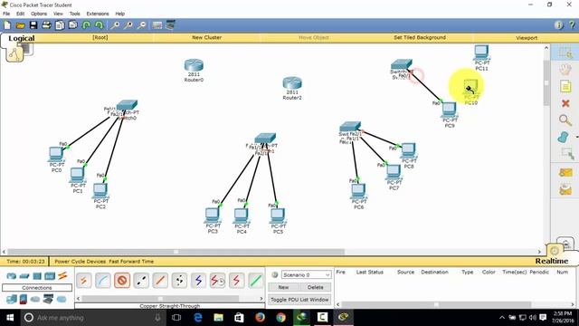 #1 How to make a Network Topology 3 Routers, 4 Switches , 12 Computers in Cisco смотреть онлайн