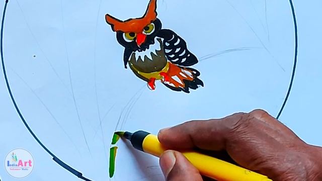 How to Draw an Owl is sitting on a Bamboo Tree | how to draw Bamboo tree | brush pen drawing смотреть онлайн