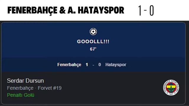 Fenerbahçe Hatayspor Maçı Tüm Ayrıntılar