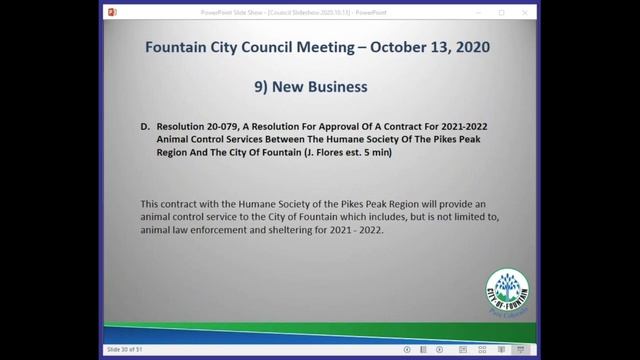 City of Fountain - City Council Meeting - October 13, 2020 смотреть онлайн
