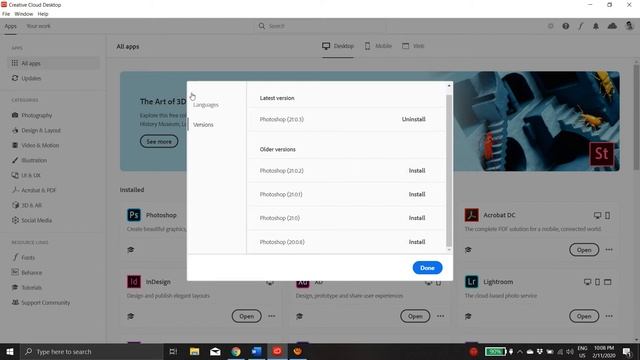 Install previous versions / Change language Adobe CC2020 смотреть онлайн