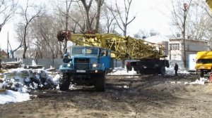 КрАЗ 255 Перевозка башенного крана