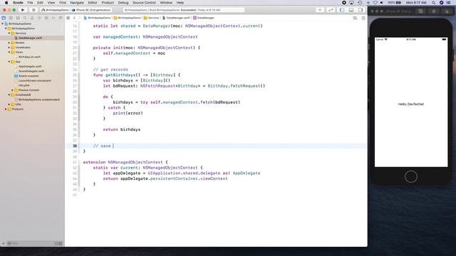 Complete BirthdayApp in SwiftUI, MVVM and Core Data: Data Manager смотреть онлайн