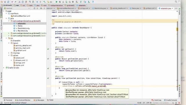 Curso de Android : Trabajando con GridView y adaptadores personalizados Parte 1 смотреть онлайн
