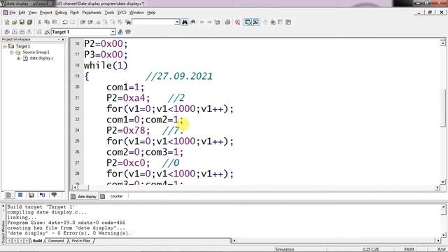Date Display program using Multiple 7 segment display 8 digit using Controller. смотреть онлайн