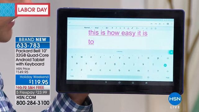 Packard Bell 10" 32GB QuadCore Android Tablet with Keybo... смотреть онлайн