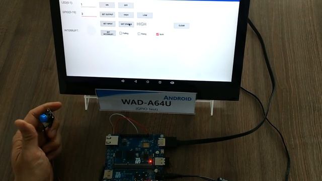 Testing GPIO on WAD-A64U board running Android OS. смотреть онлайн