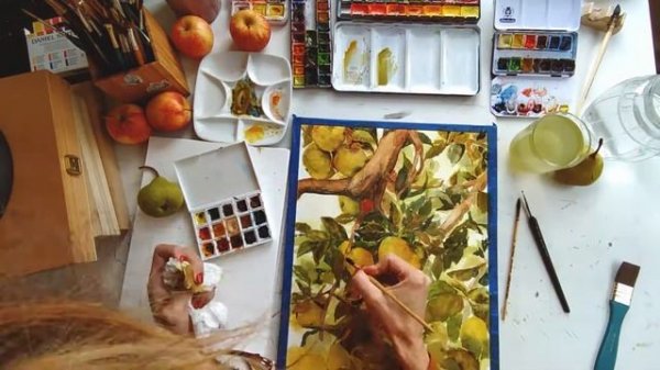 Hahnemuhle Expression 100% Cotton, Paint: Daniel Smith, Schmincke: "Apple tree" watercolour paintin