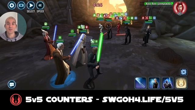 5v5 - Jedi Master Luke vs Supreme Leader Kylo Ren | SWGOH GAC JML vs SLKR Counter смотреть онлайн