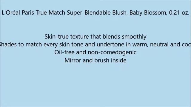 L'Oréal Paris True Match Super Blendable Blush, Baby Blossom, 0 21 oz смотреть онлайн