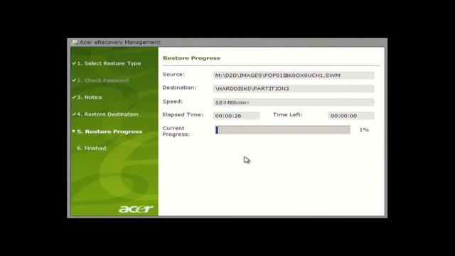 Acer ERecovery Management - Restore - Part 3