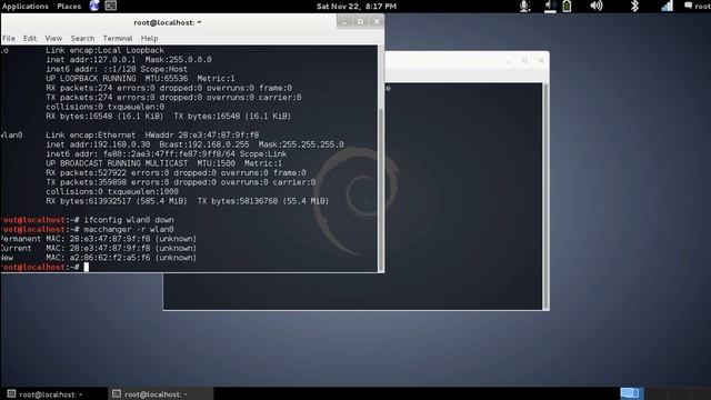 Linux BASH command line tutorial 3 ifconfig and macchanger смотреть онлайн