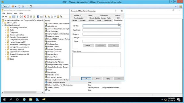 How to edit Active Direcory user properties in Windows Server 2016 смотреть онлайн