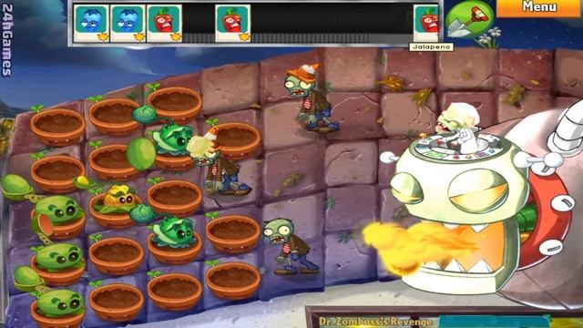 Plants Vs Zombies Mod - Gatling Pea Plant Vs Dr. Zomboss