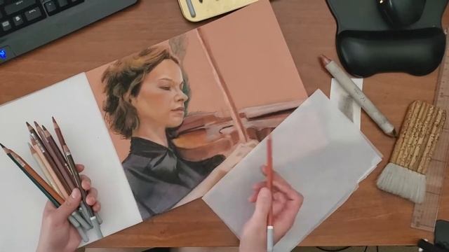 Hillary Hahn Pastel Portrait смотреть онлайн