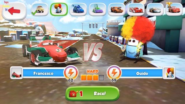 Disney Pixar Cars Fast as Lightning - Francesco Stage 1/4 vs Luigi, Guido, DJ смотреть онлайн