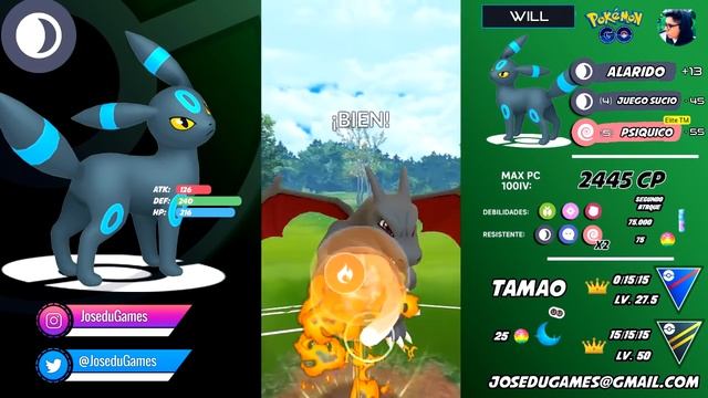 ¡UMBREON SHINY LEGACY XL NIVEL 51 100% IV PSIQUICO LIGA ULTRA 2500 GO BATTLE LEAGUE! -POKÉMON GO PV смотреть онлайн