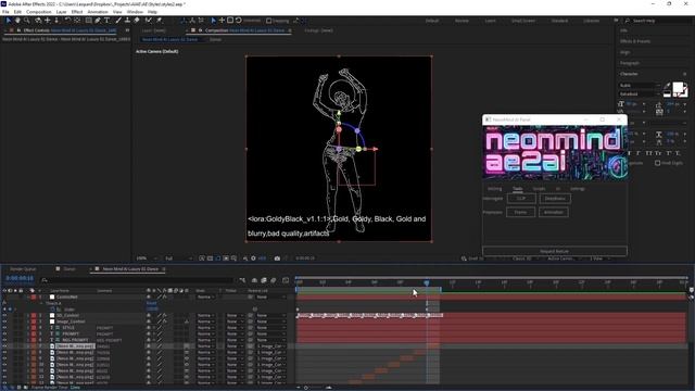 Applying NeonMind AI style presets using AEJuice PackManager. смотреть онлайн