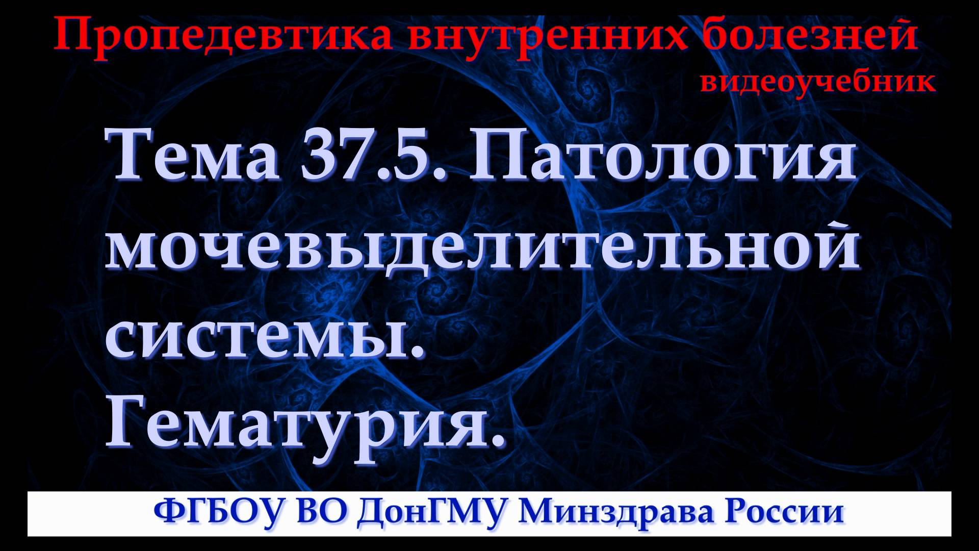 Тема 37.5. Патология мочевыделительной системы. Гематурия. смотреть онлайн