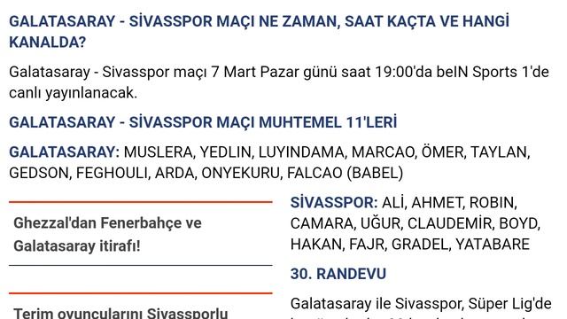 Galatasaray - Sivasspor maçı ne zaman, hangi kanalda, saat kaçta? смотреть онлайн