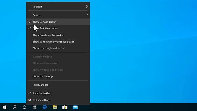 How to hide Cortana button on taskbar in Windows 10 version 2004. смотреть онлайн