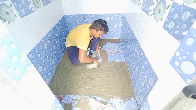 bathroom floor tiles fitting in telugu by Chinna tiles work смотреть онлайн