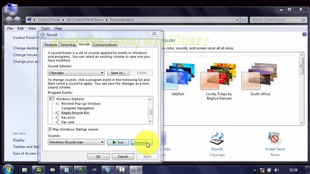 Windows 7 Tips : How to change Empty Recycle Bin Sound (Program Events) смотреть онлайн