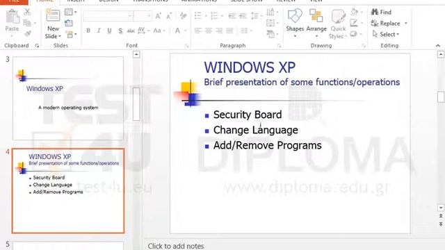 Navigate to the fourth slide titled WINDOWS XP - Brief presentation of some... смотреть онлайн