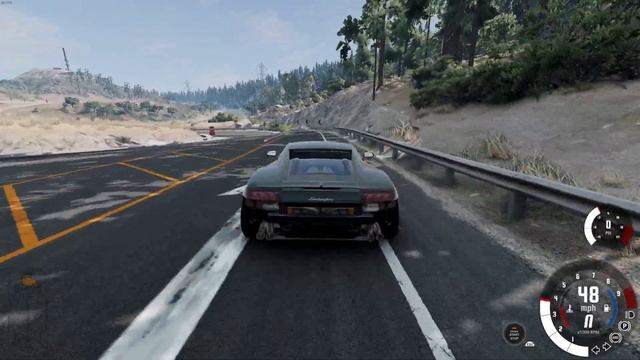 BeamNG Drive - 1000hp Twin Turbo Lamborghini Gallardo highway/Tunnel run смотреть онлайн