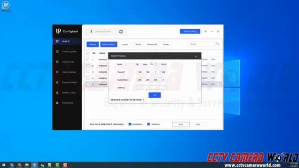 How to modify an IP address on IP cameras and recorders using the Config Tool