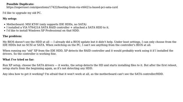 VIA VT6421A RAID controller on MSI KT4V motherboard not bootable смотреть онлайн