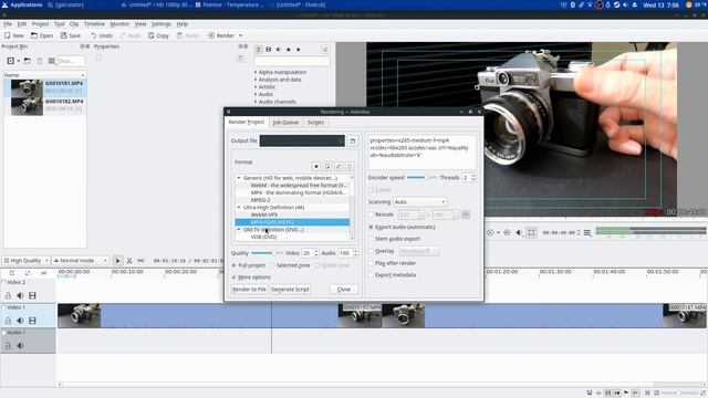 Gopro codec H.264 + HEVC high CPU Plus Kdenlive, shotcut смотреть онлайн