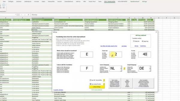 Excel Text Translator with FREE DeepL API Key - Kostenloser API Key für Excel-Text-Translator