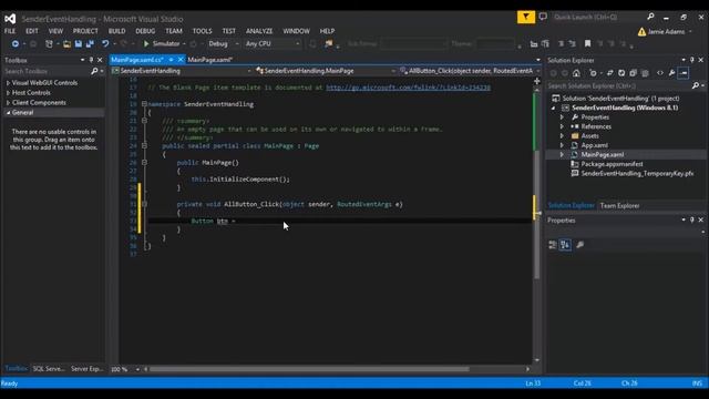 Windows 8.1 Development C# - Sender Event Handling смотреть онлайн