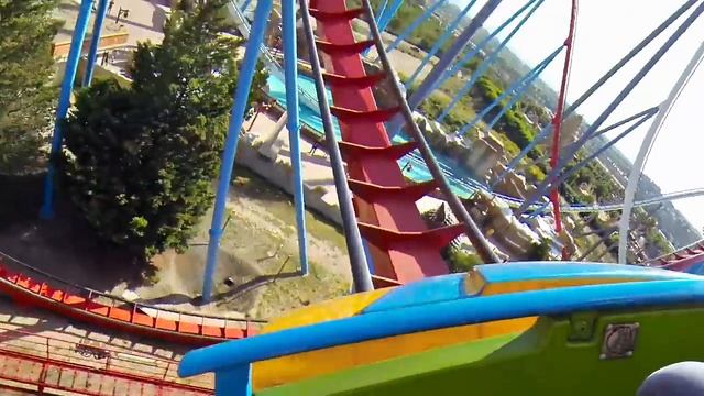 Dragon Khan Port Aventura Roller Coaster ON Ride Front Seat POV Barcelona Spain (Best Quality) смотреть онлайн