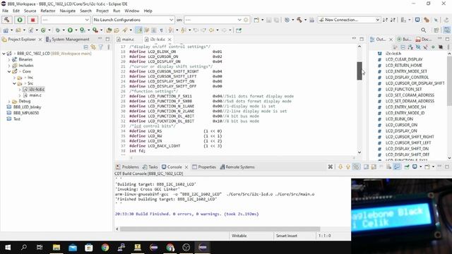 Beaglebone Black I2C 16x02 LCD | PCF8574T смотреть онлайн