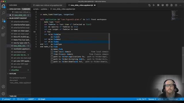 QLAB: Applescript hotkey makes new slide with targeted fades смотреть онлайн