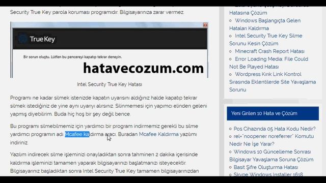 Intel Security True Key Silinmiyor (Kaldırma) Hatası ve Çözümü смотреть онлайн