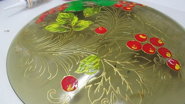 Роспись тарелки акриловыми красками по стеклу! смотреть онлайн